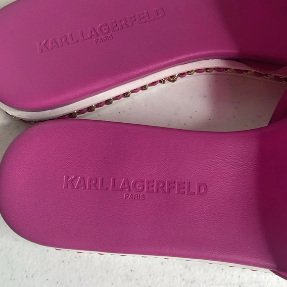 KARL LAGERFELD PARIS Pink Embellished Comfort Bijou Round Toe Platform 6.5 M - Picture 8 of 10